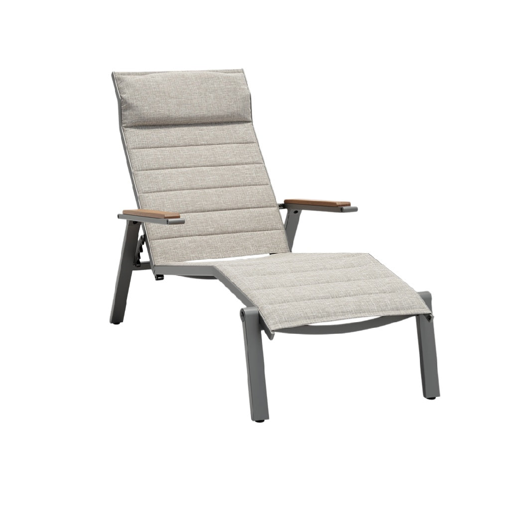 Adjustable Outdoor Lounge Chair with Cushioned Seat and Armrests